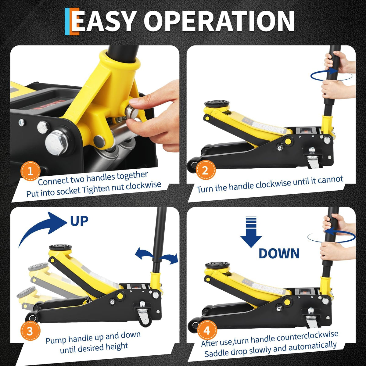 3 Ton Hydraulic Floor Jack Heavy Duty Steel Dual Piston Quick Lift Pump A7690