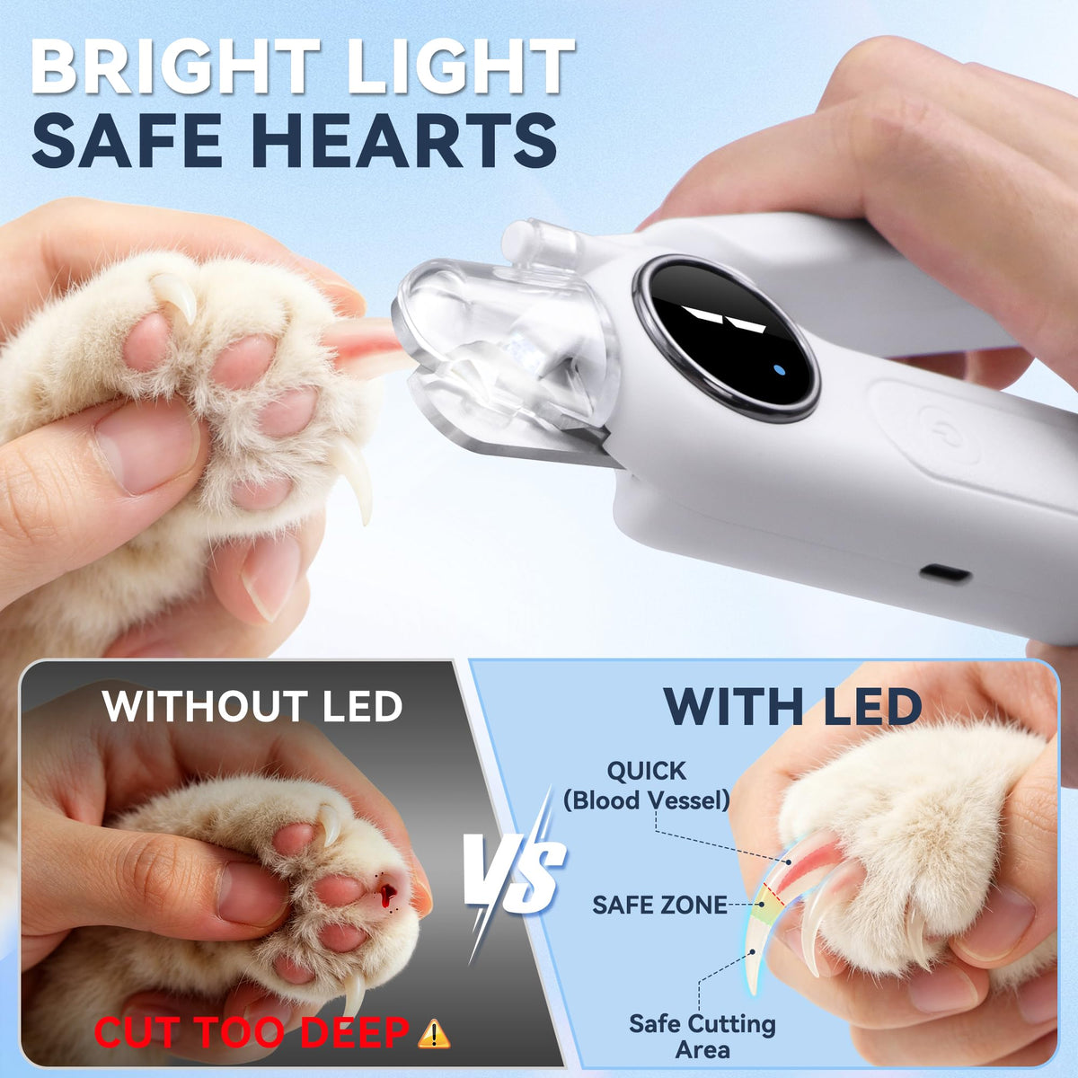 2-in-1 Quiet Electric Pet Nail Clipper & Grinder with Light W835577