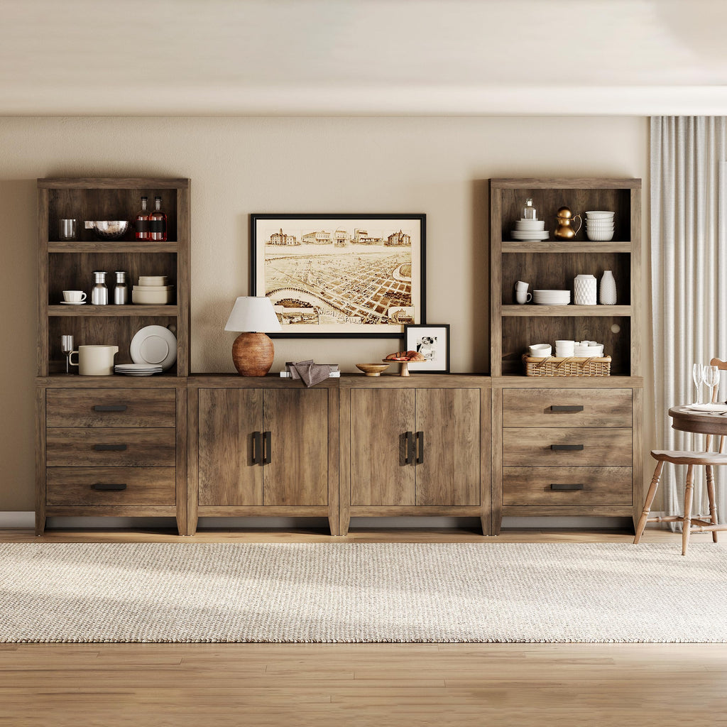 Brown Wood Entertainment Center with Bookshelves I582854