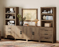 Brown Wood Entertainment Center with Bookshelves I582854