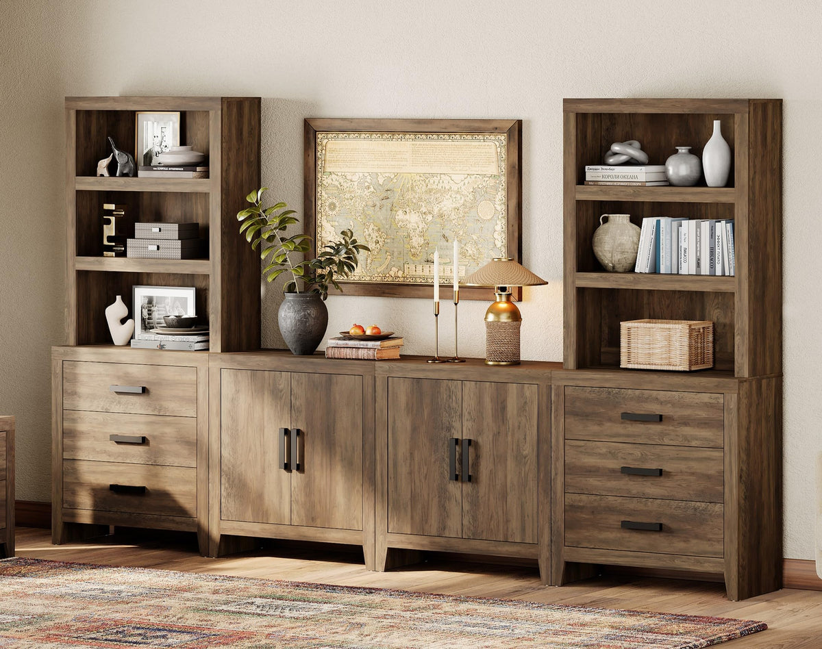 Brown Wood Entertainment Center with Bookshelves I582854