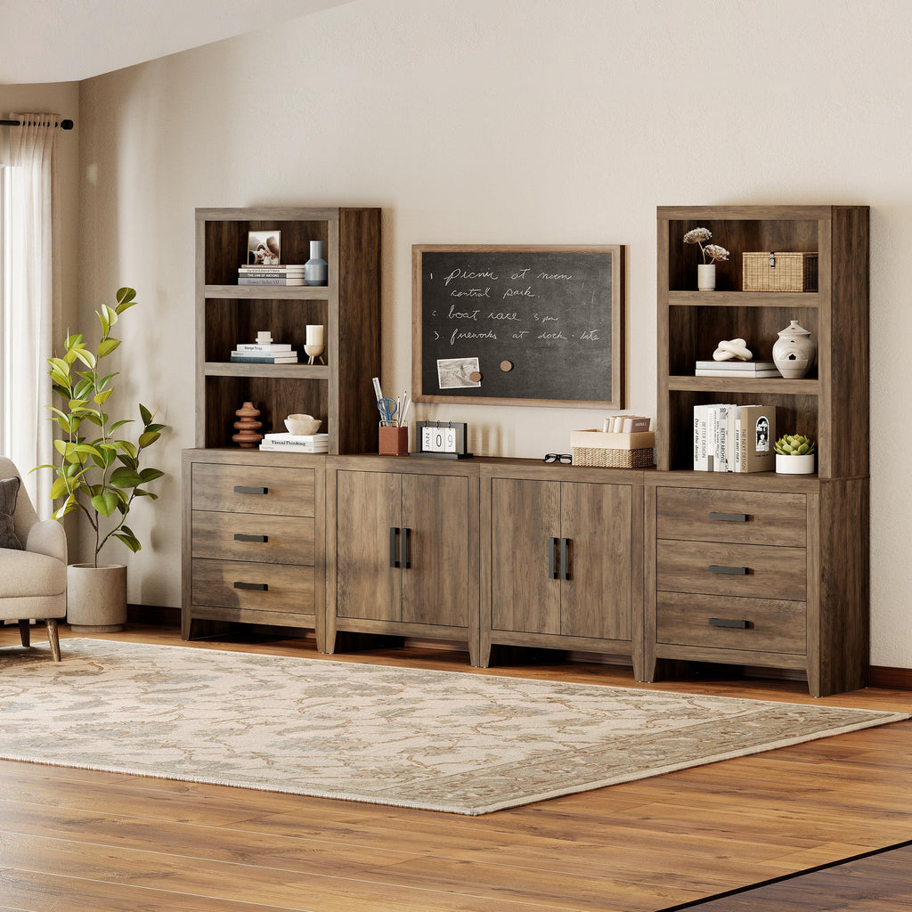 Brown Wood Entertainment Center with Bookshelves I582854