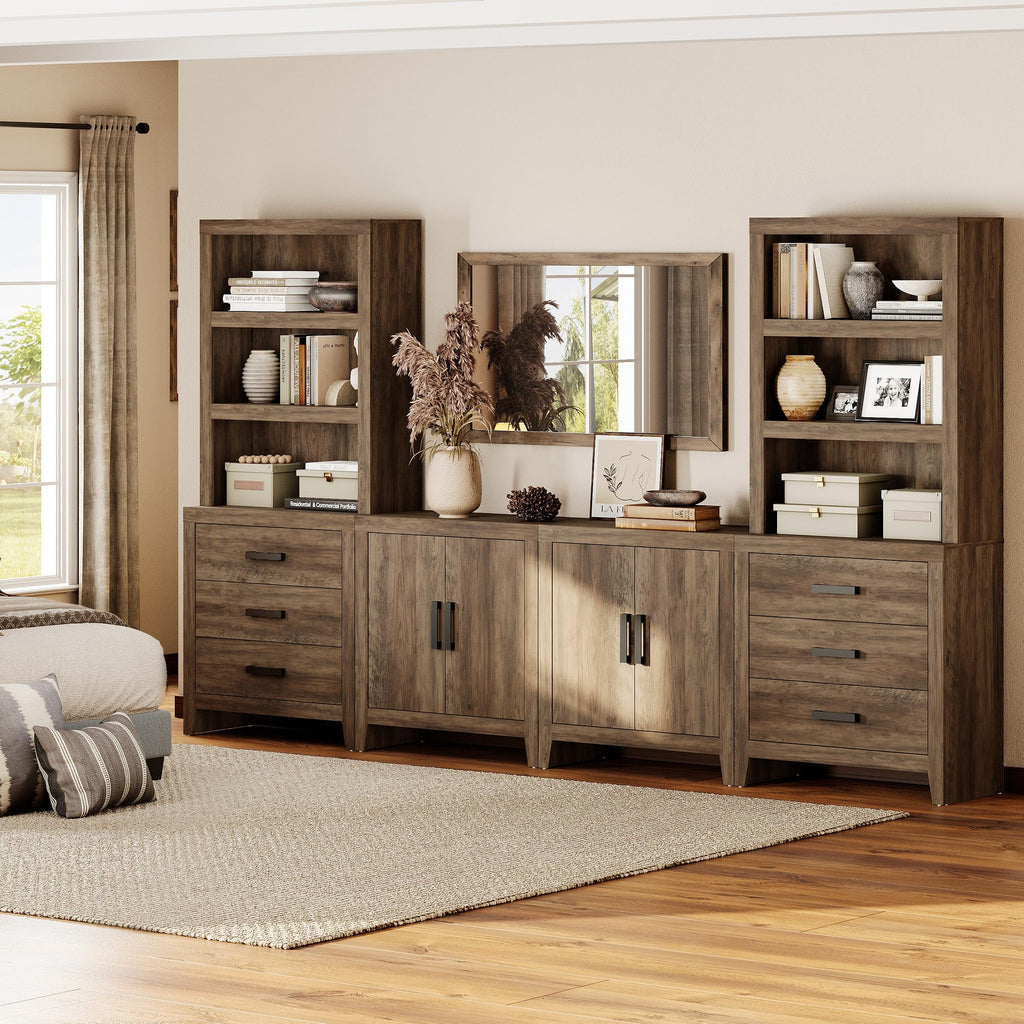 Brown Wood Entertainment Center with Bookshelves I582854