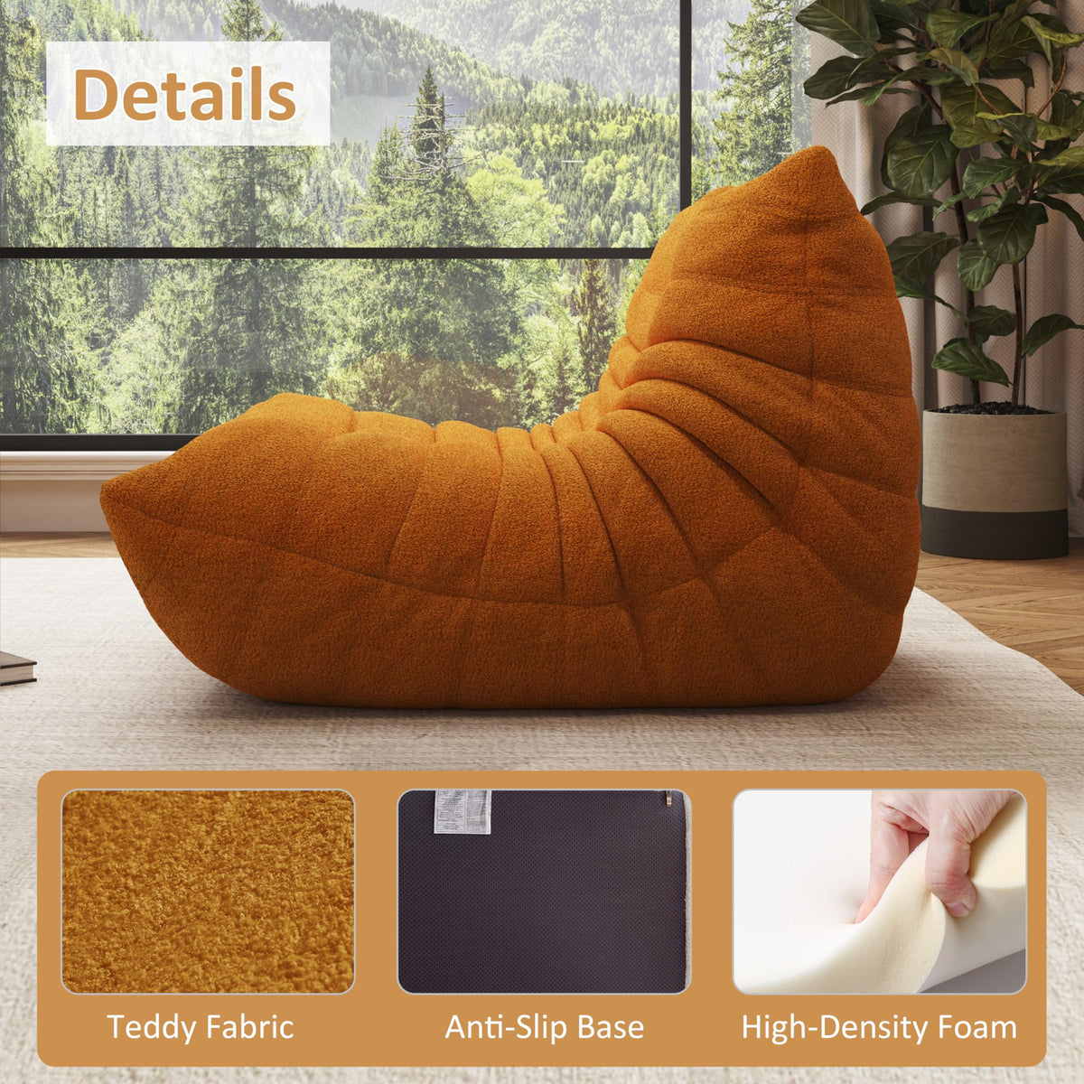 Yellow Memory Foam Bean Bag Chair E974