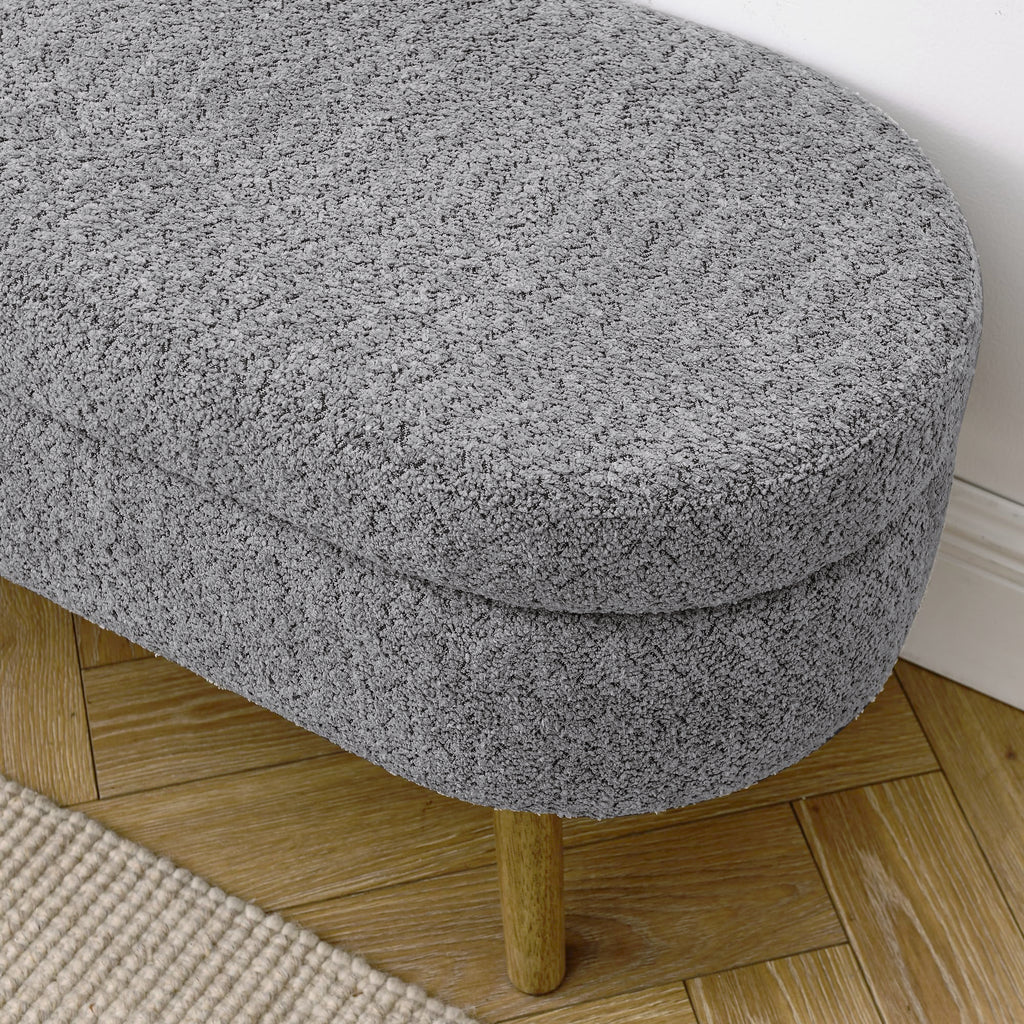 Oval Storage Bench with Rubber Wood Legs, Gray K586